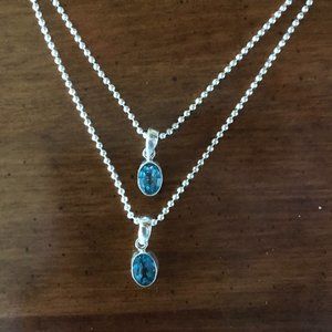 Dainty Mini Blue Topaz Sterling Silver Pendant